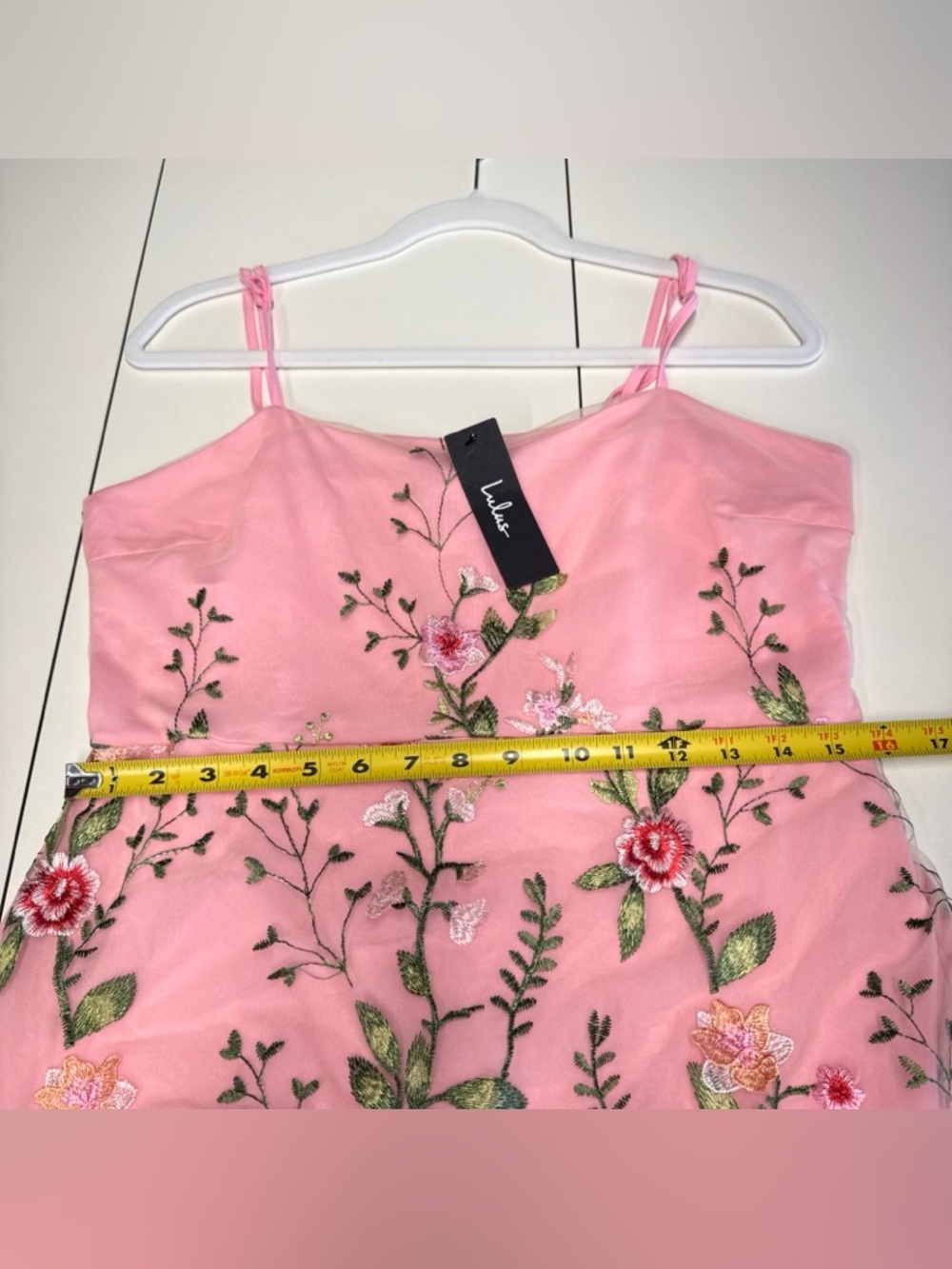NWT Lulus Sz L Blooming For Love Pink Floral Embroidered Midi Dress Party Prom - Picture 12 of 15